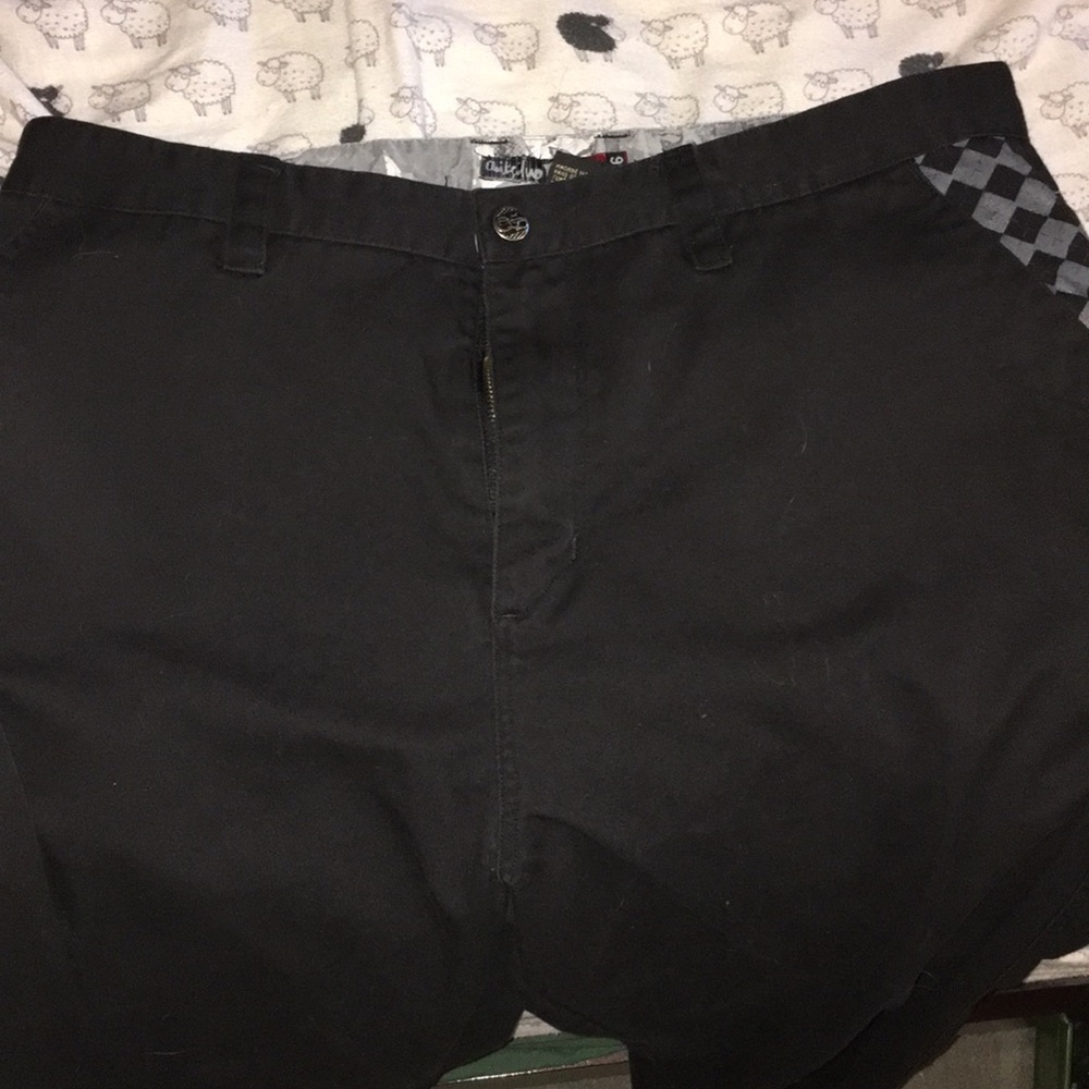 Men's Quiksilver Black Pants 36 Checkered Pocket